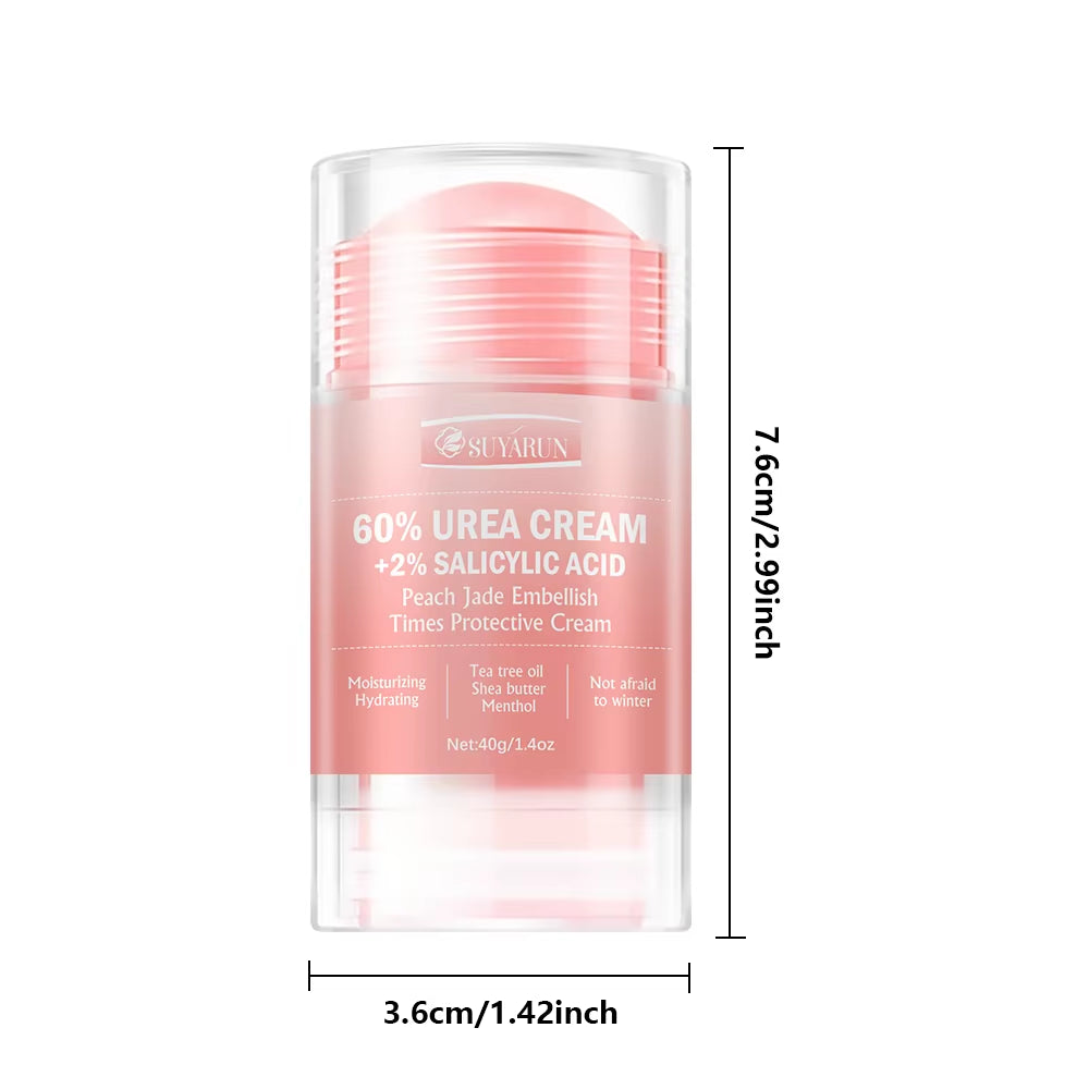 60% Urea Cream & Peach Scented Foot Balm Stick Combo – Intensive Cracked Heel Repair, Deep Moisturizing and Hydration.
