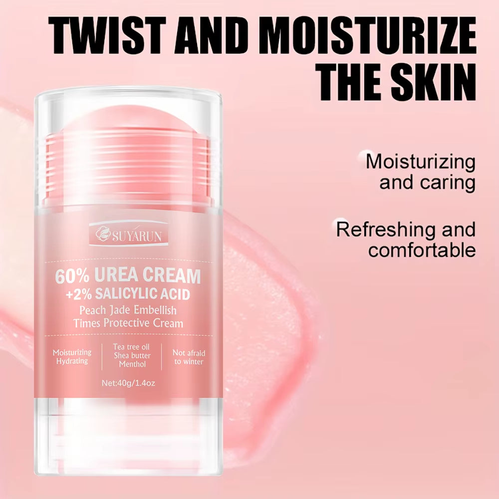 60% Urea Cream & Peach Scented Foot Balm Stick Combo – Intensive Cracked Heel Repair, Deep Moisturizing and Hydration.