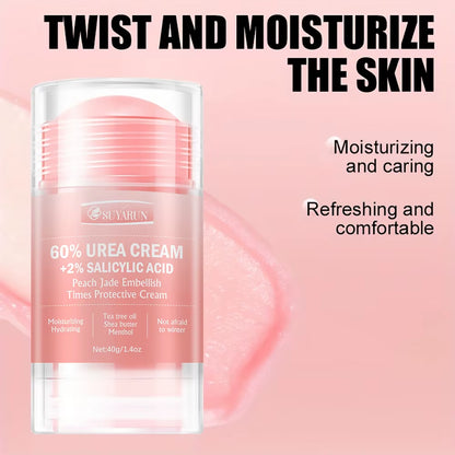 60% Urea Cream & Peach Scented Foot Balm Stick Combo – Intensive Cracked Heel Repair, Deep Moisturizing and Hydration.